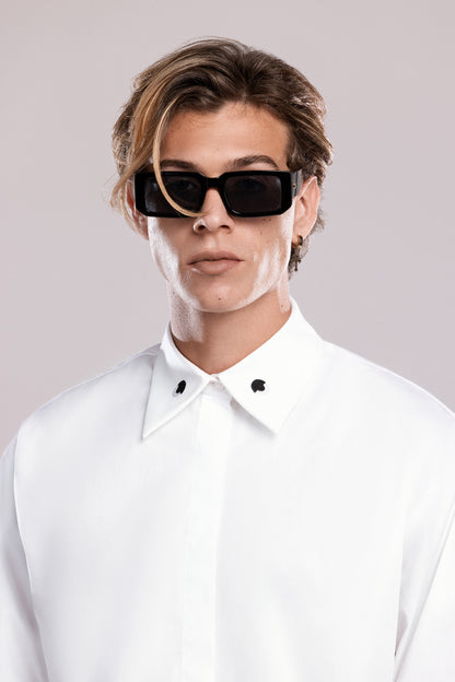 "Iconic Eye" Embroidery Collared Shirt - White Color