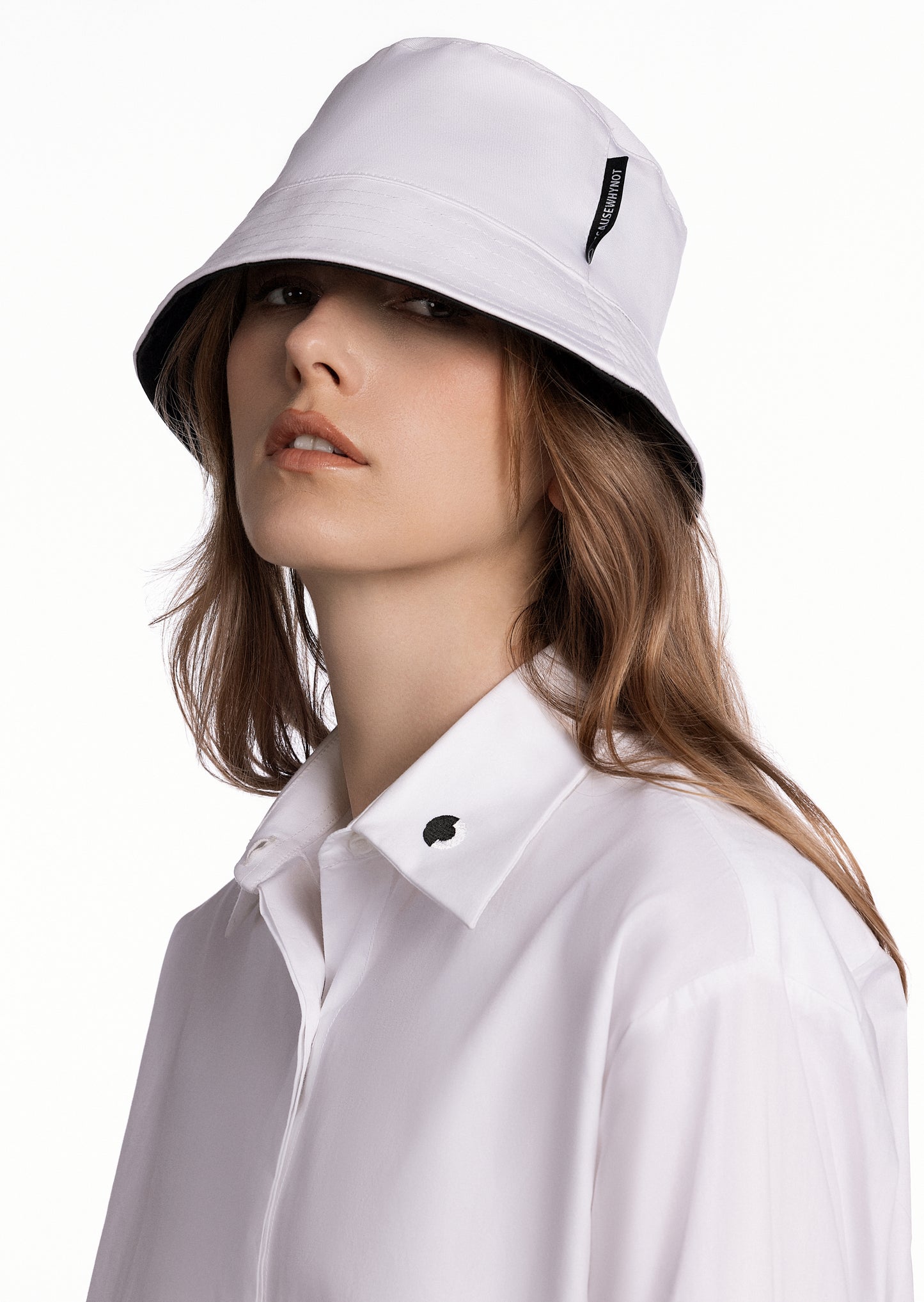 "Iconic Eye" Embroidery Collared Shirt - White Color